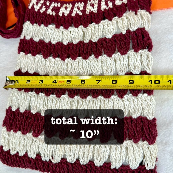Hand-made Knit Crochet ‘Nicaragua’ Knit Maroon Wine Red Shoulder Crossbody Bag - Picture 11 of 12